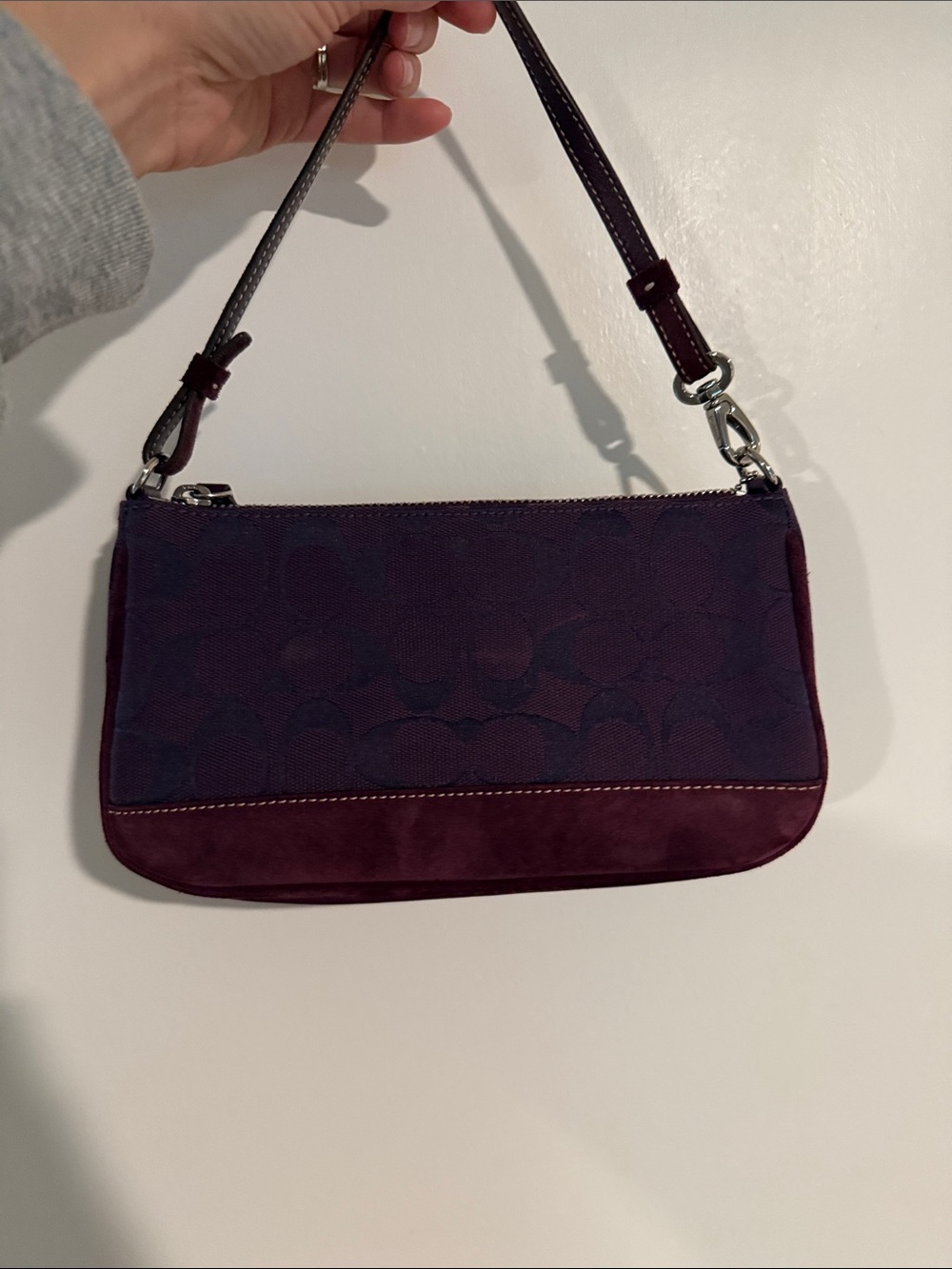 Y2K Coach 6094 mini Demi Hampton bag in a purple signature jacquard - Picture 2 of 5